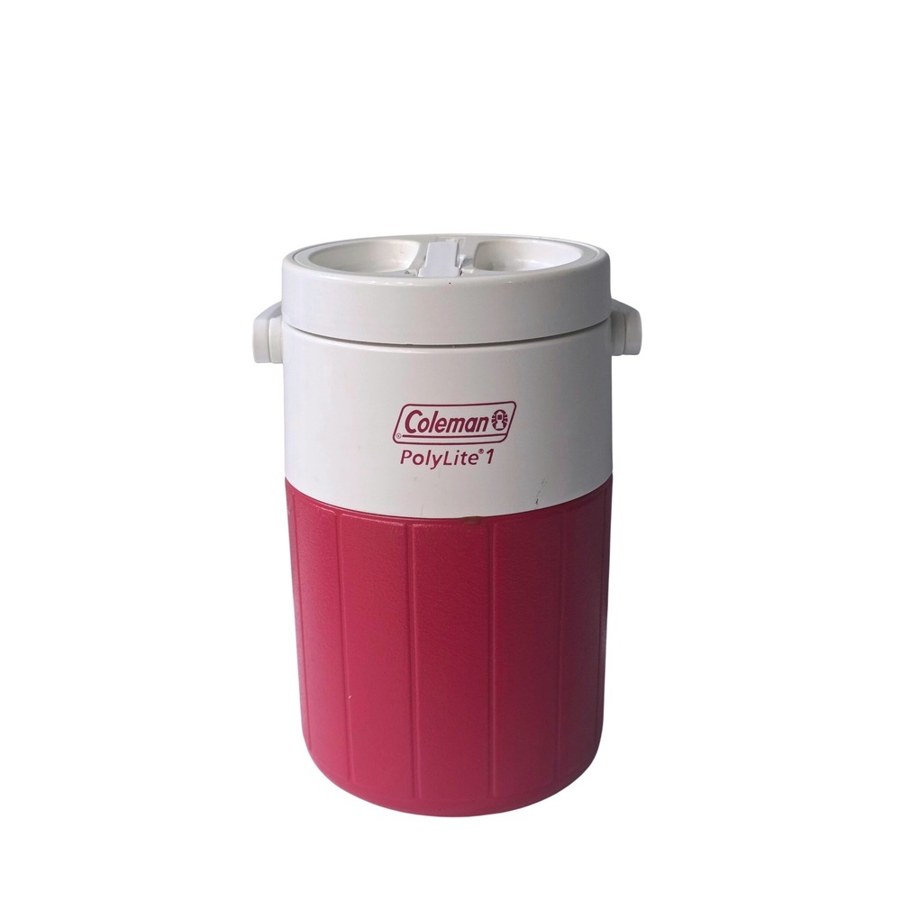 Coleman PolyLite 1 Gallon Water Jug Cooler Red White Flip Spout Handle USA Made
